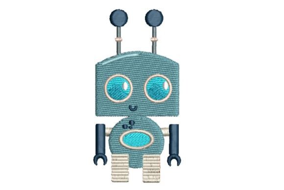 Cute Little Blue Robot Embroidery Design Review