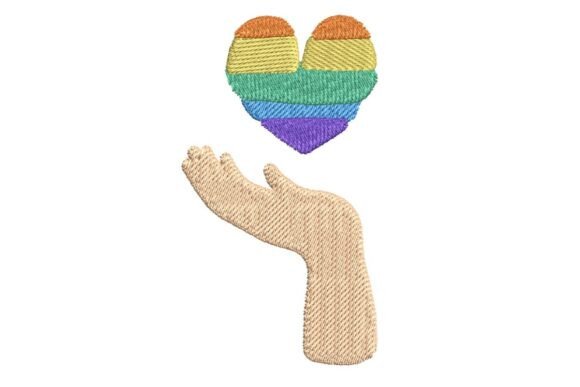 Hand Offering Pride Rainbow Heart Embroidery Design Review