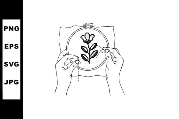Hands Stitching Flower Embroidery Hoop C