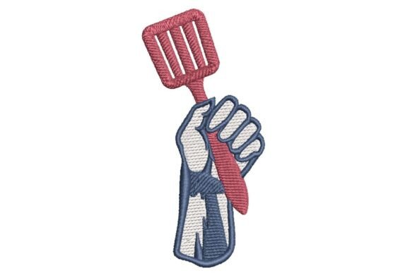 Labor Day Fist with Spatula Embroidery Design