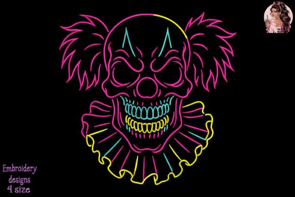Neon Evil Clown Skull Embroidery Review